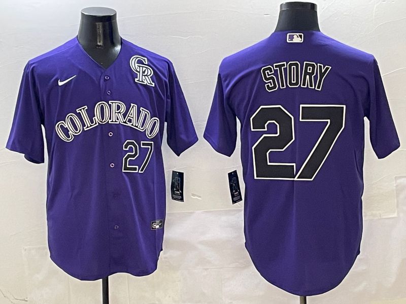 Men Colorado Rockies #27 Story Purple Game 2025 Nike MLB Jersey style 5->colorado rockies->MLB Jersey
